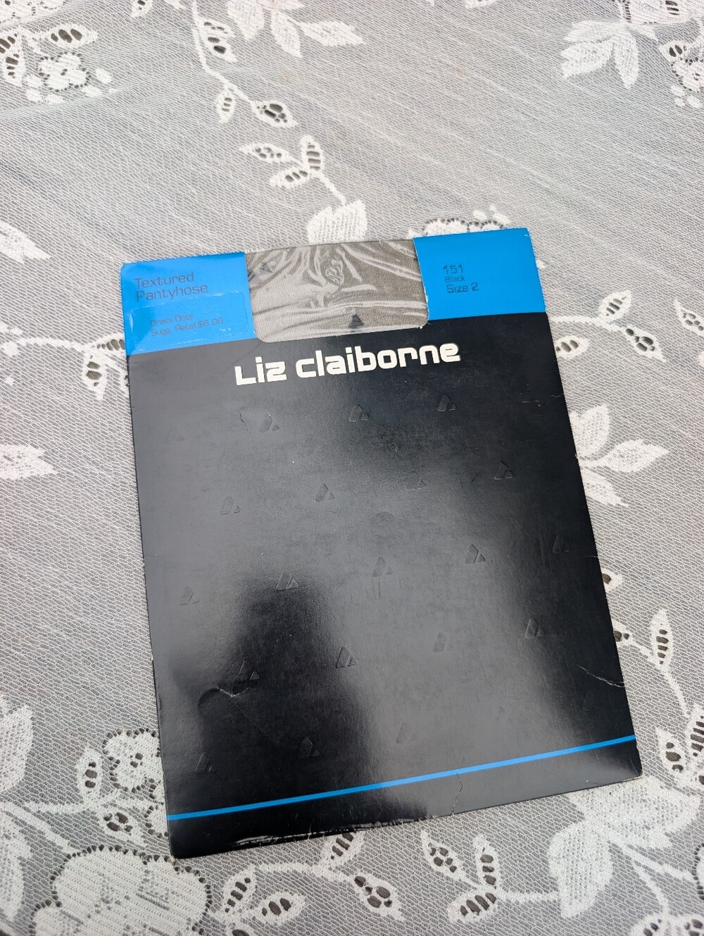 Vintage Liz Claiborne Textured Pantyhose - Black Triangle "Dots"